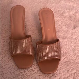 BCBGeneration Tan Mules with Perforated Strap